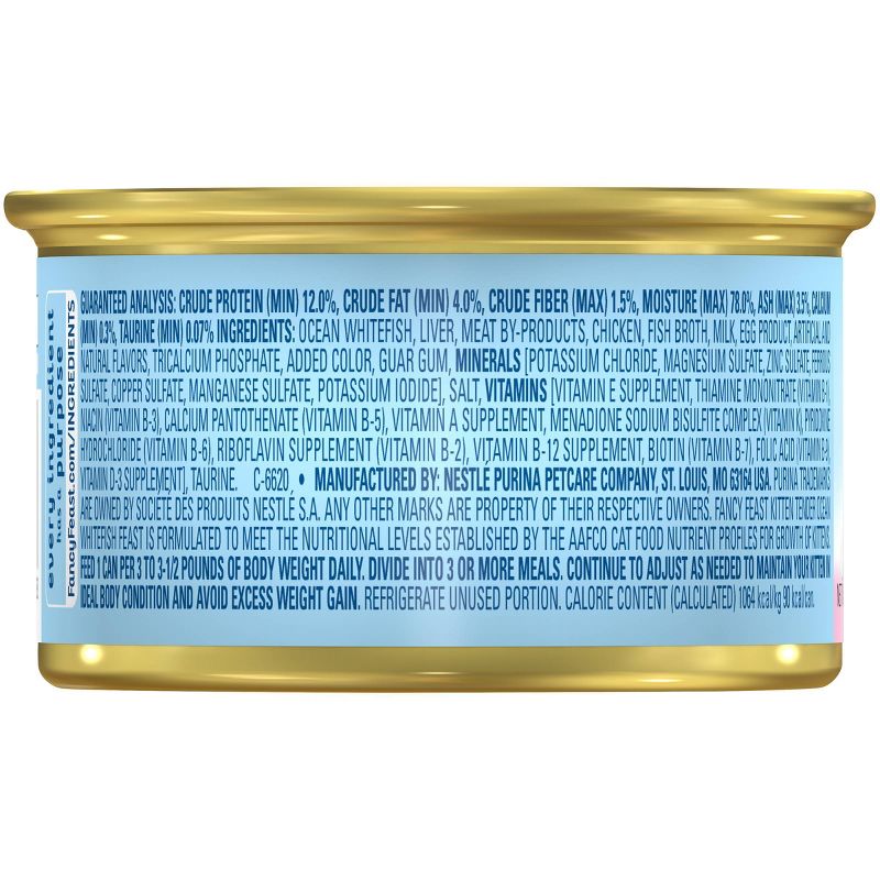Purina Fancy Feast Classic Paté Gourmet Wet Cat Food Tender Ocean Whitefish Feast Kitten - 3oz