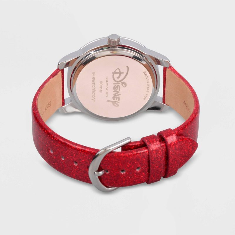Women's Disney Mickey and Minnie Mouse Glitter Strap Watch - Red