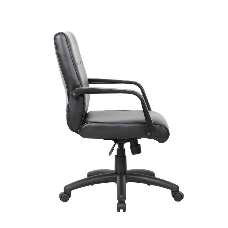 Mid Back Executive Chair in Leatherplus - Black - Boss