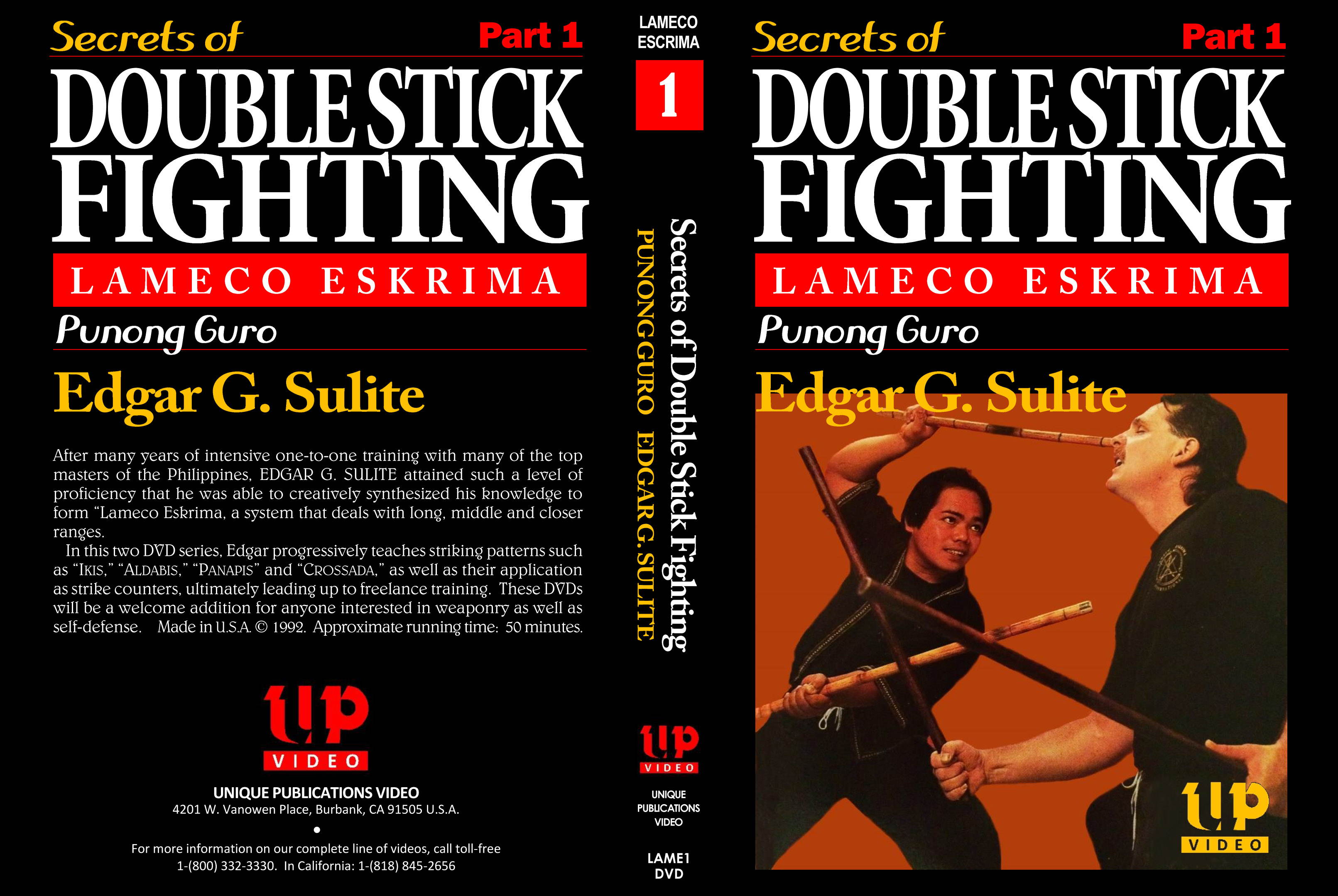 Secrets of Lameco Eskrima Double Stick Fighting #1 Martial Art DVD Edgar Sulite