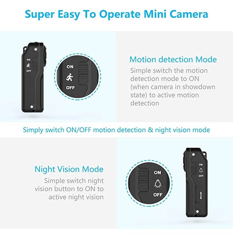 Waterproof Mini Spy Camera  1080P Full HD Portable Small Hidden CameraBody Camera with Motion Detection and Night Vision Wireless Security Camera OutdoorIndoor