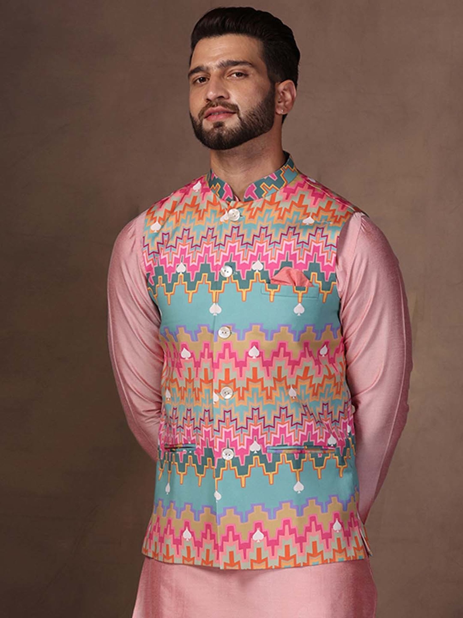 KISAH Multicolor Regular Fit Printed Nehru Jacket