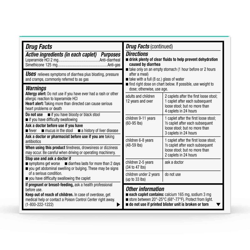 Anti-Diarrheal / Anti-Gas Multi- Symptom Relief Caplet - 18ct - up & up™