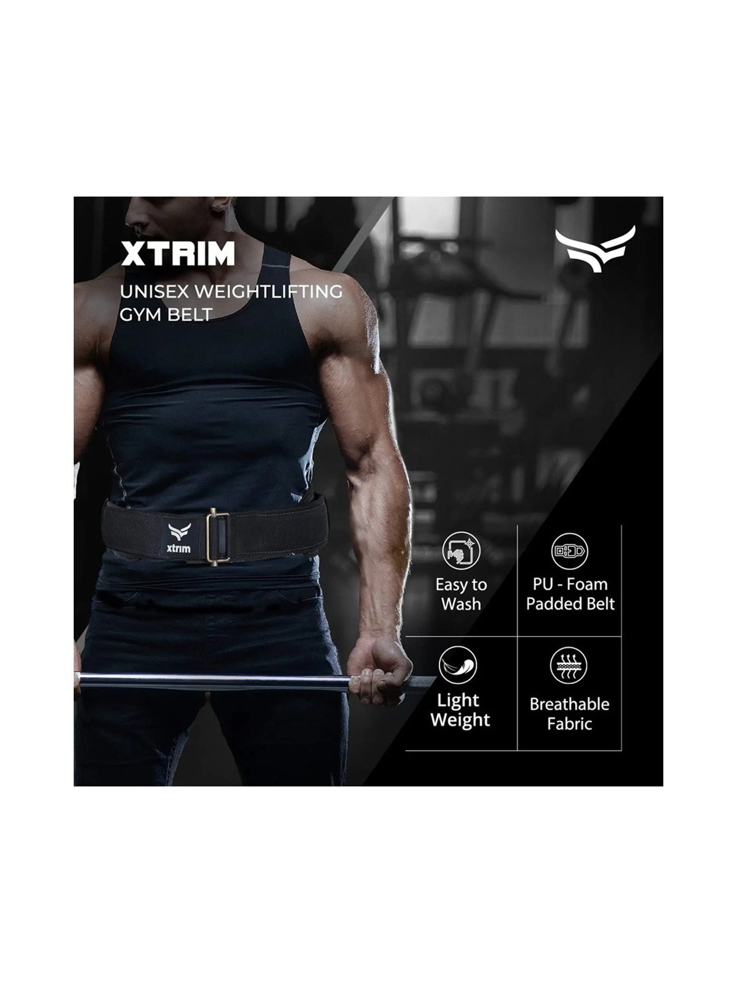 Xtrim Wings 6 Inches Weight Lifting Belt (Black) Size - Small