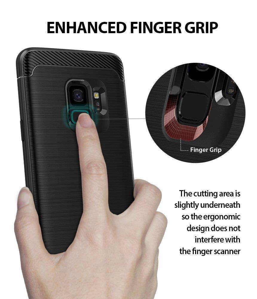 Galaxy S9 Case, Ringke [Onyx] Brushed Metal Design [Flexible & Slim] Anti Slip Impact Shock Absorbent Cover - Black