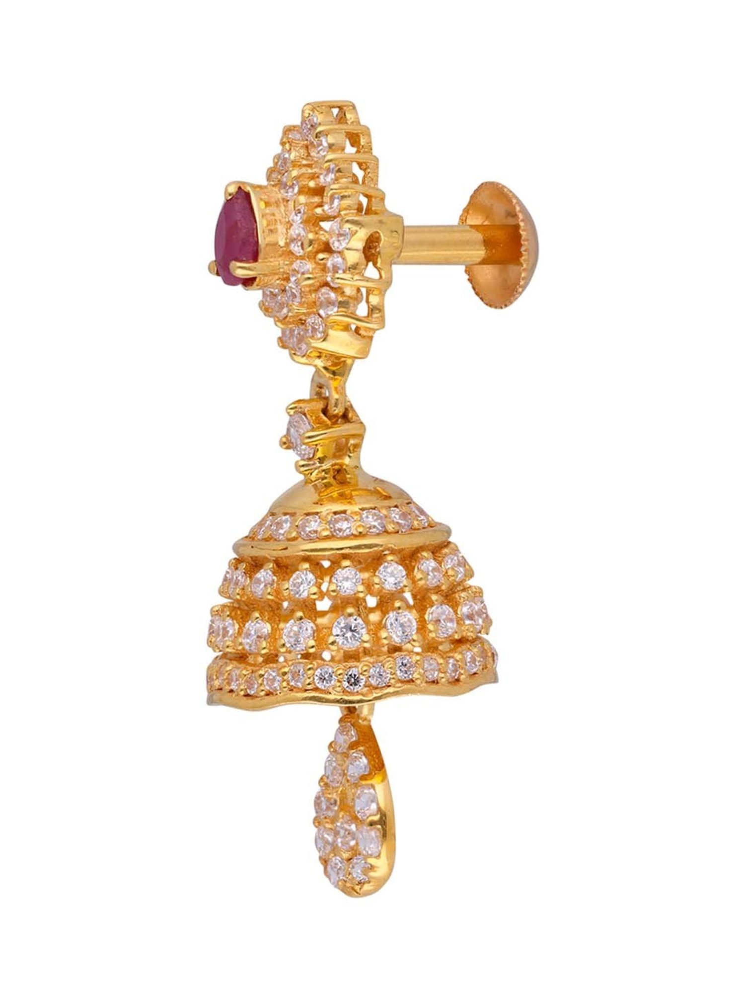 CKC Radiant Charm: Gold Jumka with Zircon and Ruby Stones