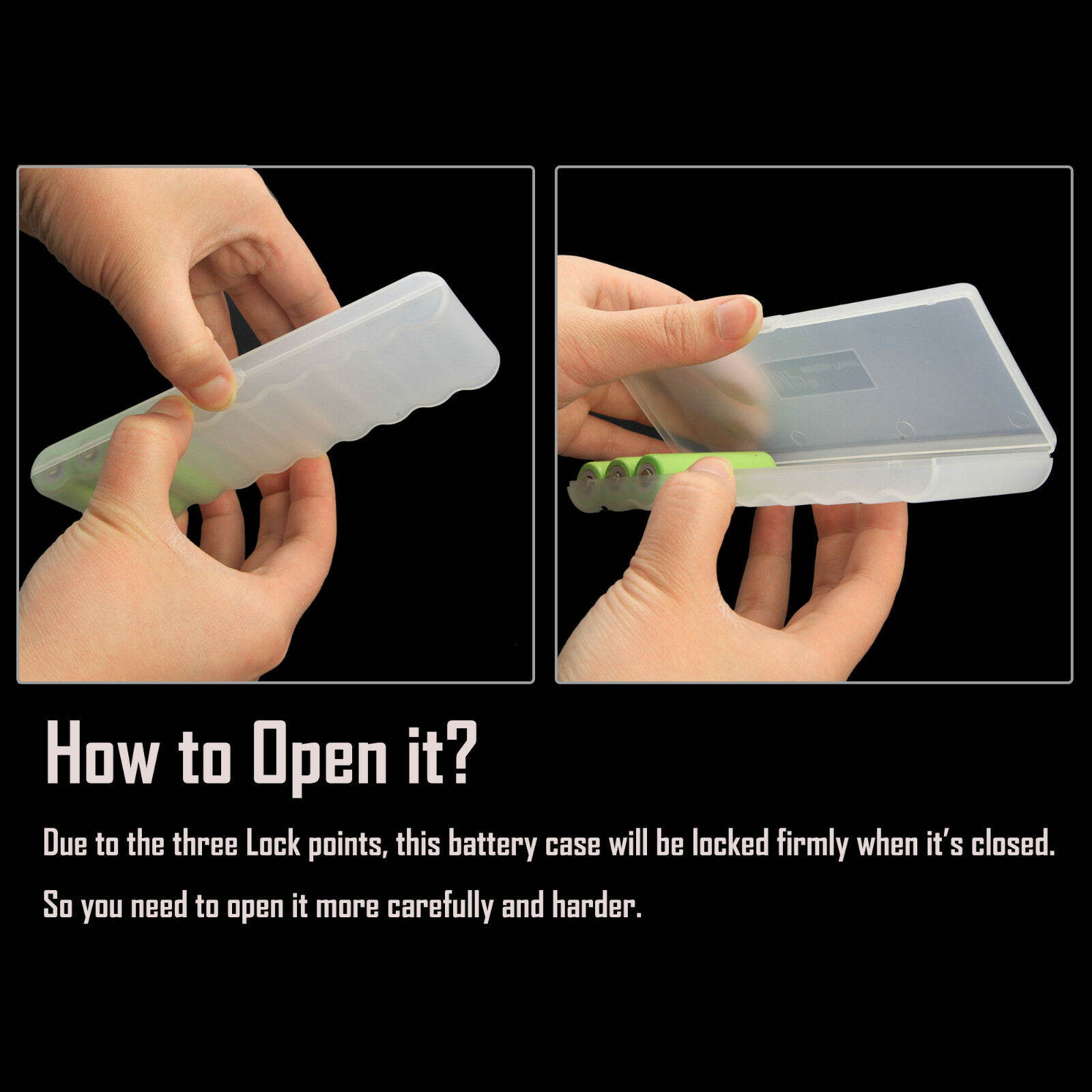 Clear AAA Plastic Battery Storage Case/Organizer/Holder For 10 AAA batteries 2PK