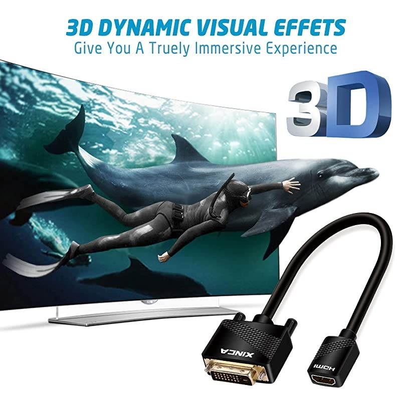 HDMI to DVI Cable 075 feet HDMI Female A to DVID 24+1 PinsUltra HighSpeed Adapter BiDirectional CableSupport 3D 1080p HDTV TV Box Smart TV PS4 Xbox OneRoku