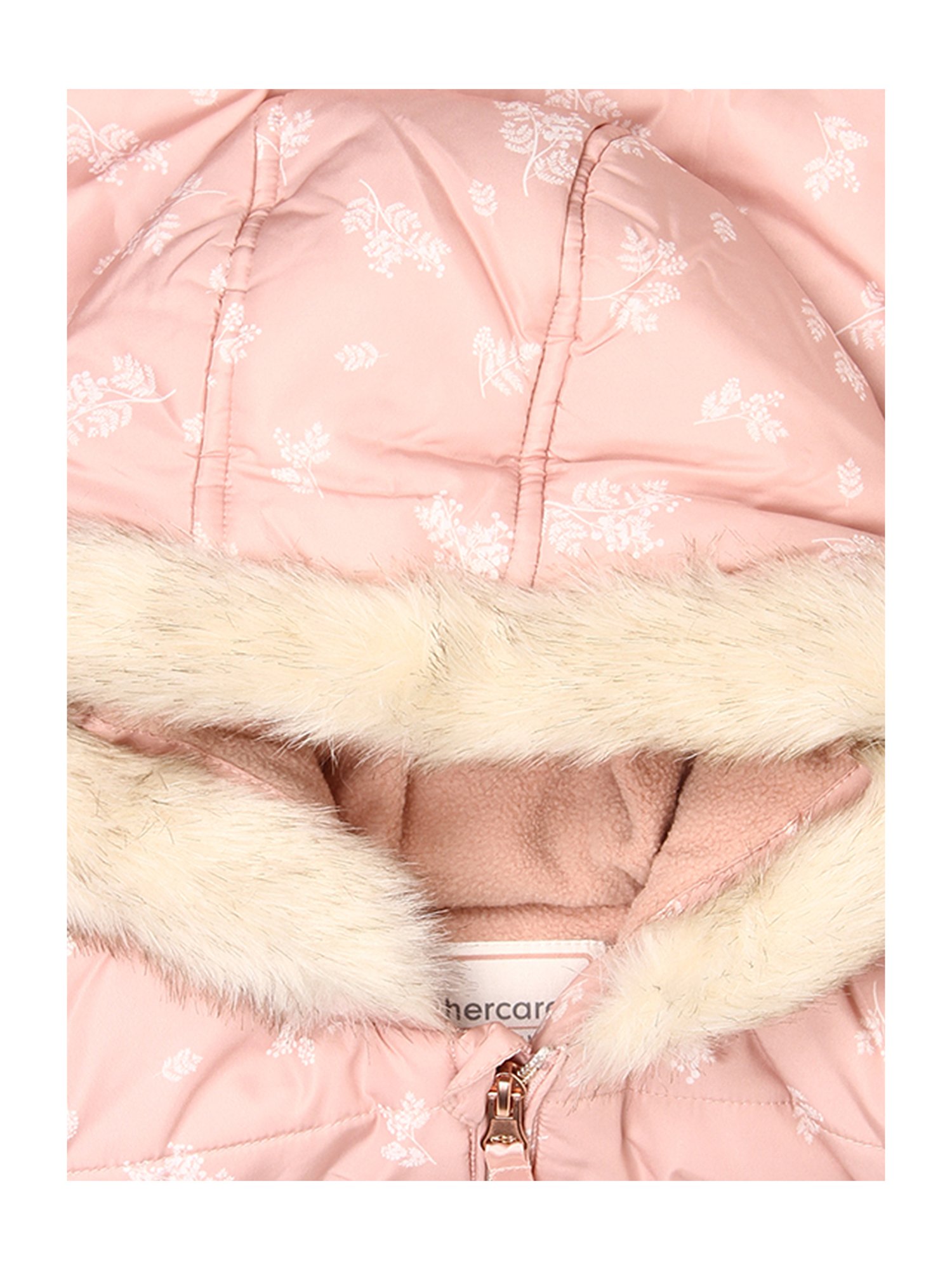 Mothercare Kids Peach Floral Print Full Sleeves Padded Jacket