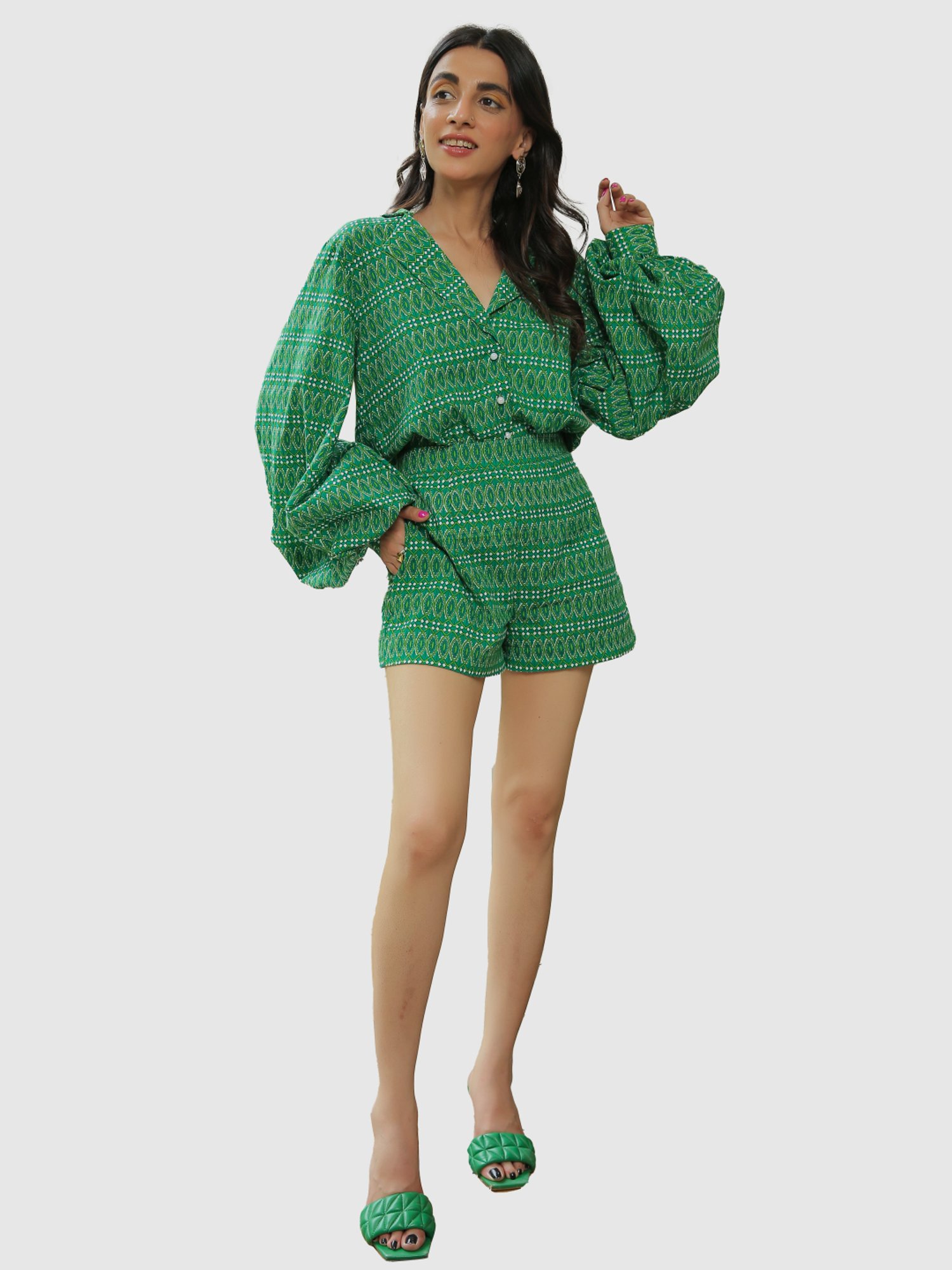 KAORI BY SHREYA AGARWAL Green Cotton Printed Co-Ords Set