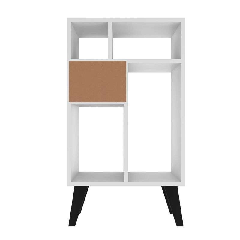 33.46" Low Warren Bookshelf White/Black Feet - Manhattan Comfort