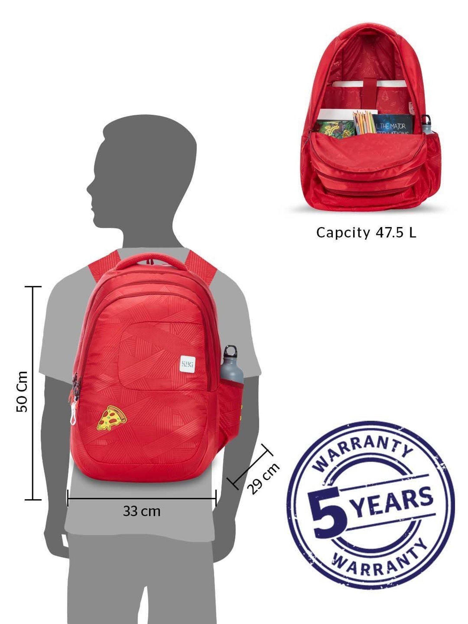 Wiki 47.5 Ltrs Red Medium Laptop Backpack