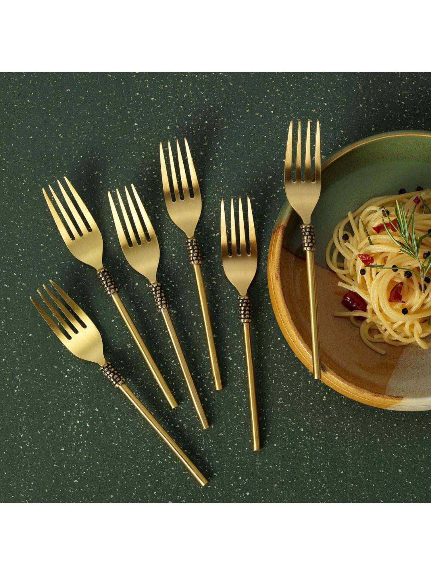 ellementry Masai Golden Brass Table Forks - Set of 6