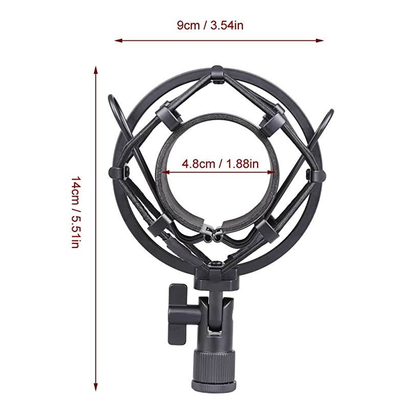 Universal 50MM Microphone Shock Mount for 48MM54mm Diameter Condenser Mic Black