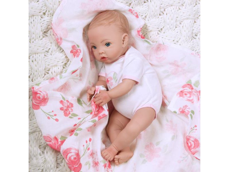 Paradise Galleries Newborn Baby Doll 16 inch Reborn Preemie, Swaddlers: Rose Petal, Safety Tested for 3+, 4-Piece Set