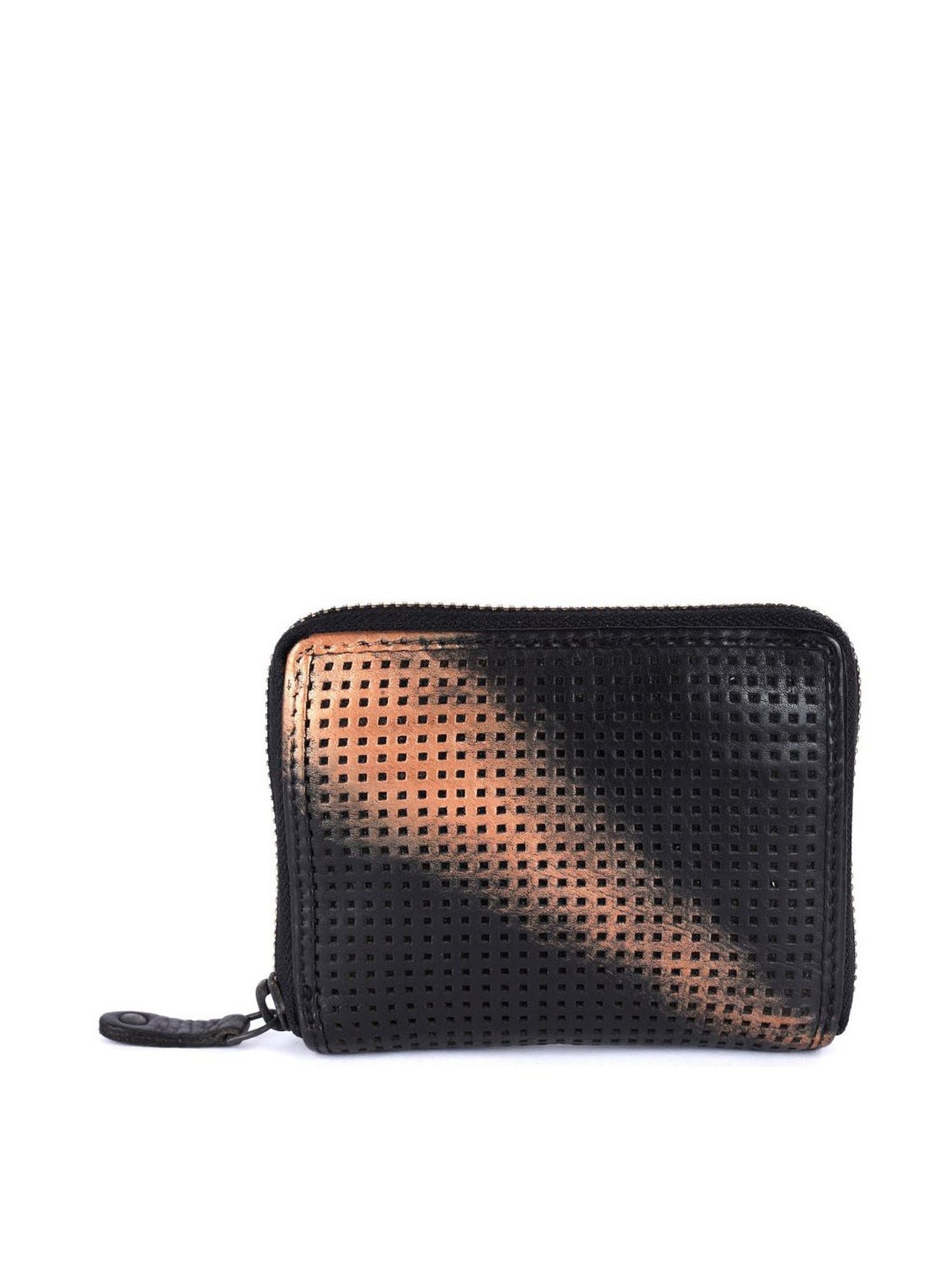 KOMPANERO Aleena Black Leather Textured Zip Around Wallet