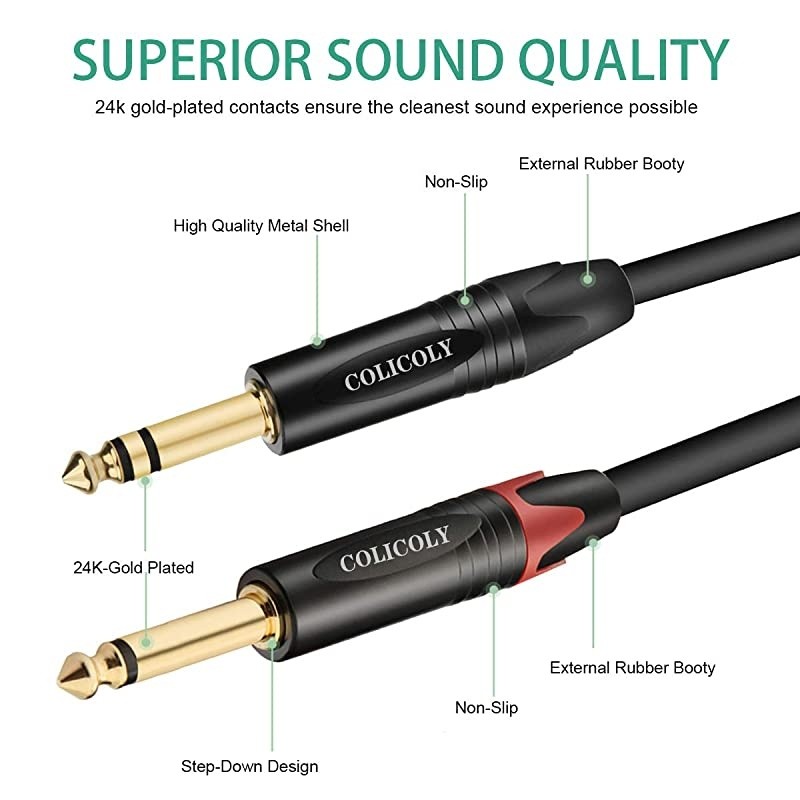 14 inch TRS Stereo to Dual 14 inch TS Mono Insert Cable YSplitter Stereo Breakout Cable 66 ft