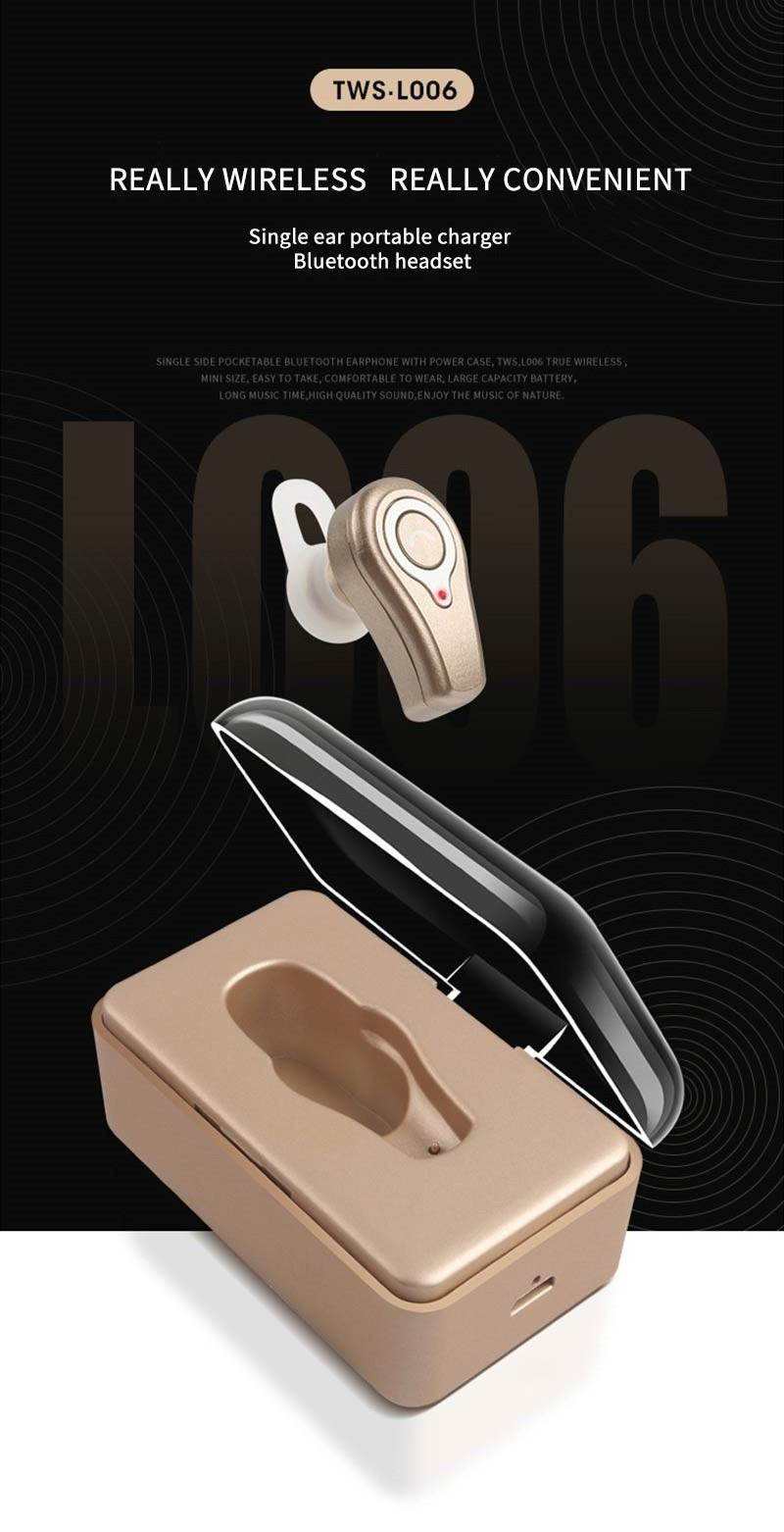 DPRUI wireless headphones with Charging Box Wireless Stereo Earbud Business Earphone Bluetooth headphones for a mobile phone (Gold)