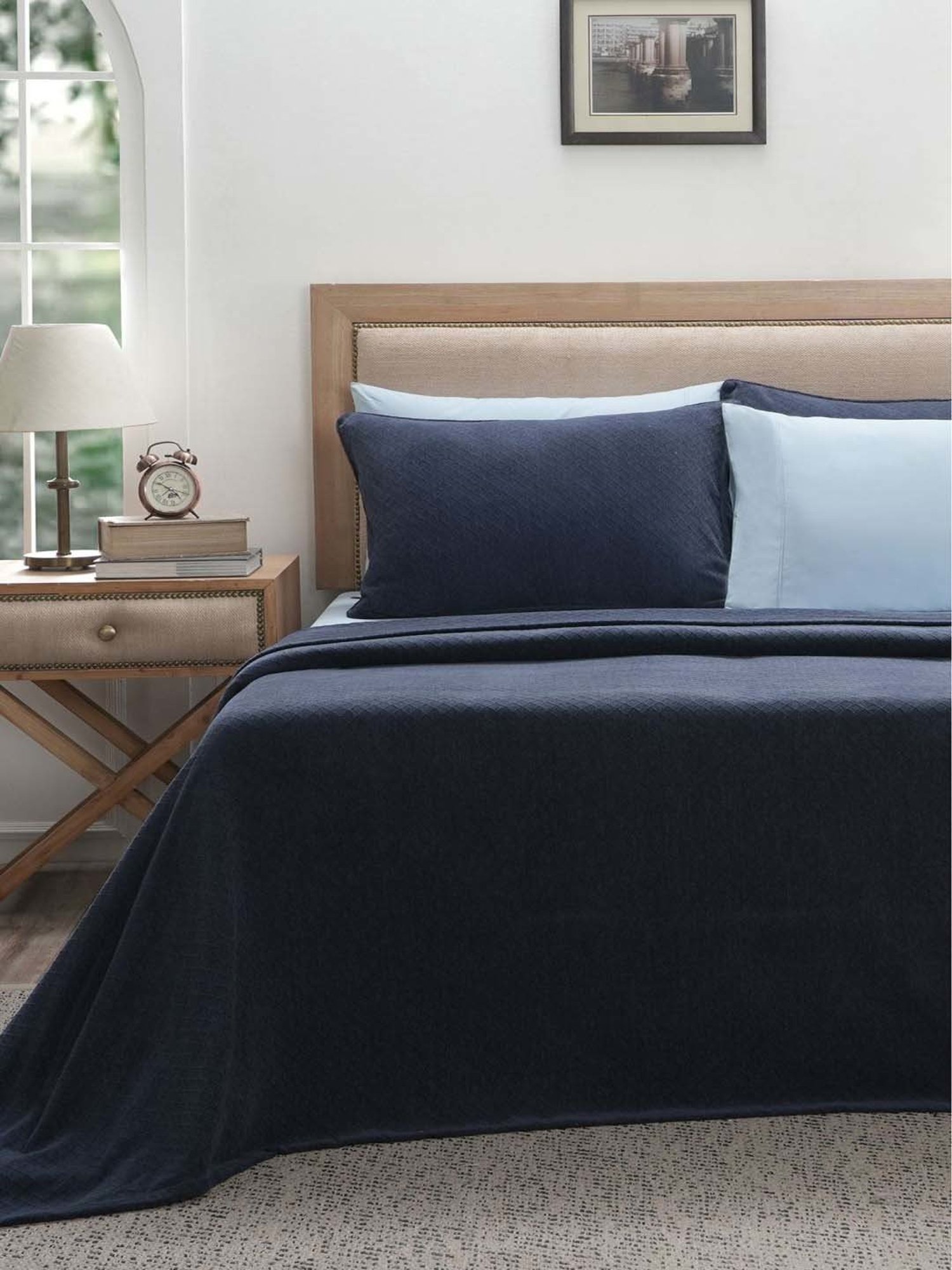 Maspar Colorart Blaize Dark Blue Cotton 200 TC 256 GSM Double Size Bed Cover