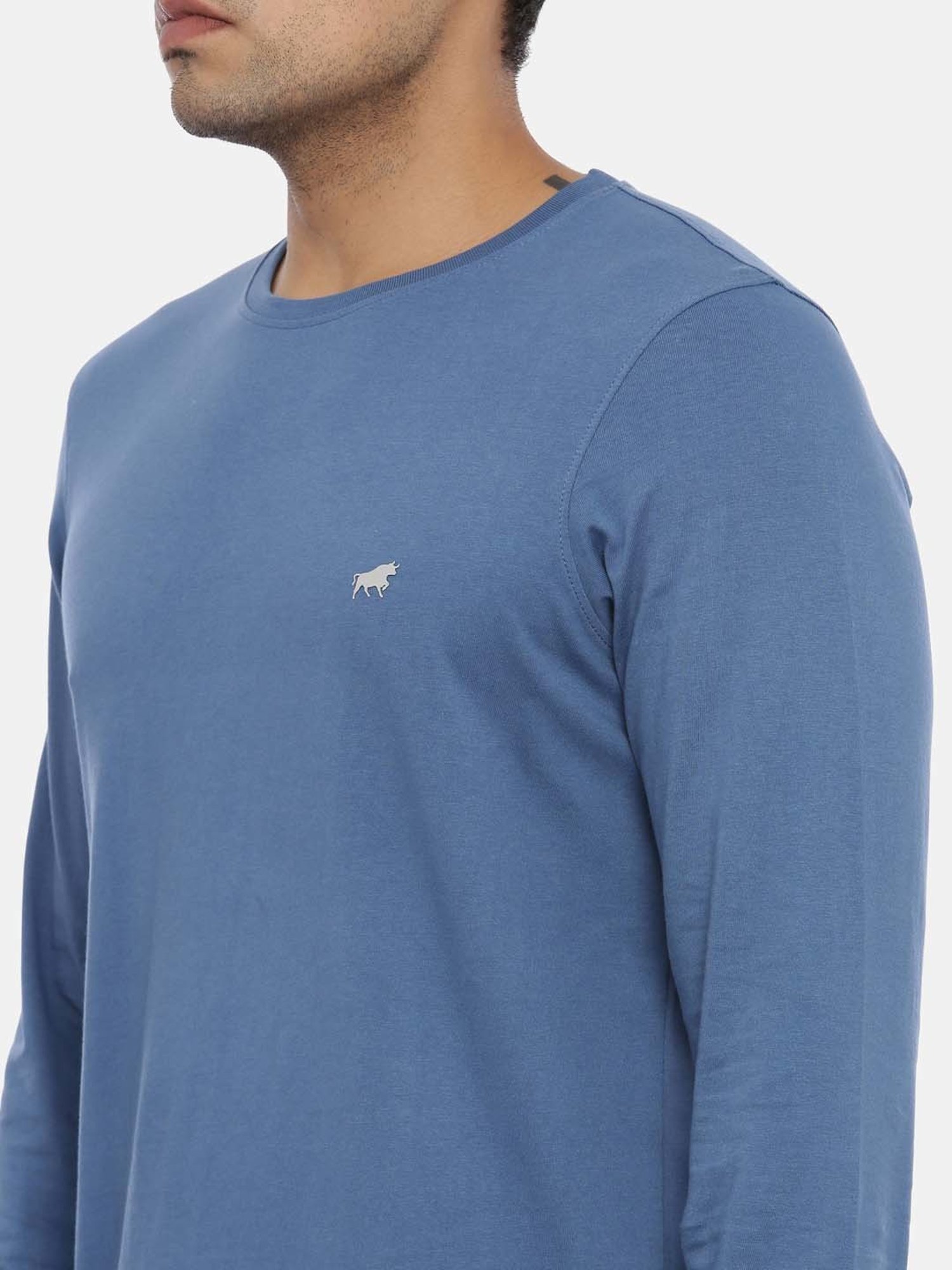 Bushirt Light Blue Cotton Crew T-Shirt