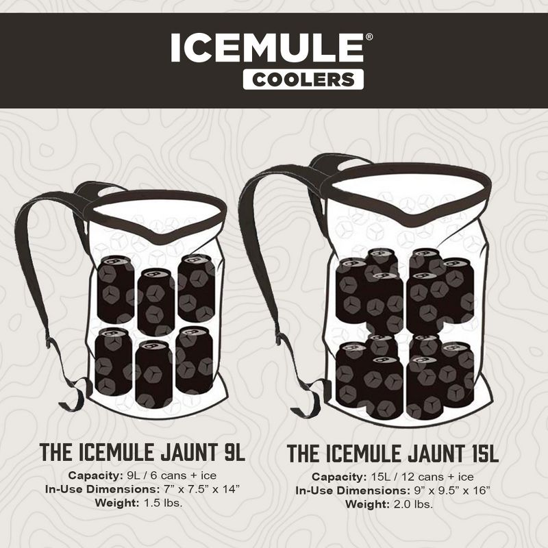 IceMule 1008-DT Jaunt Large Collapsible Portable Soft Sided Roll Top 15 Liter 12 Can Lightweight Insulated Waterproof Leak Proof Backpack Cooler Bag