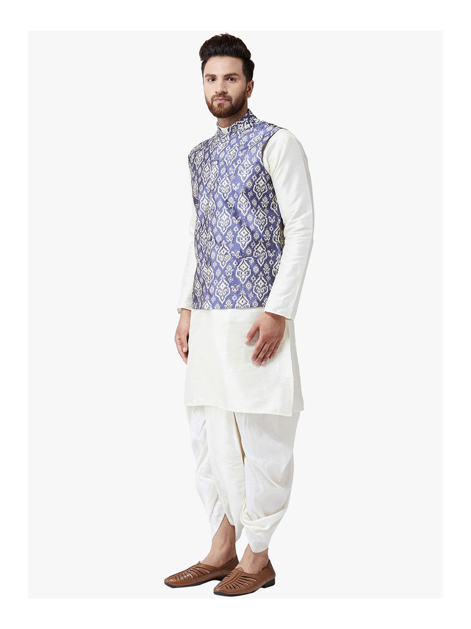 Sojanya White & Blue Printed Suit