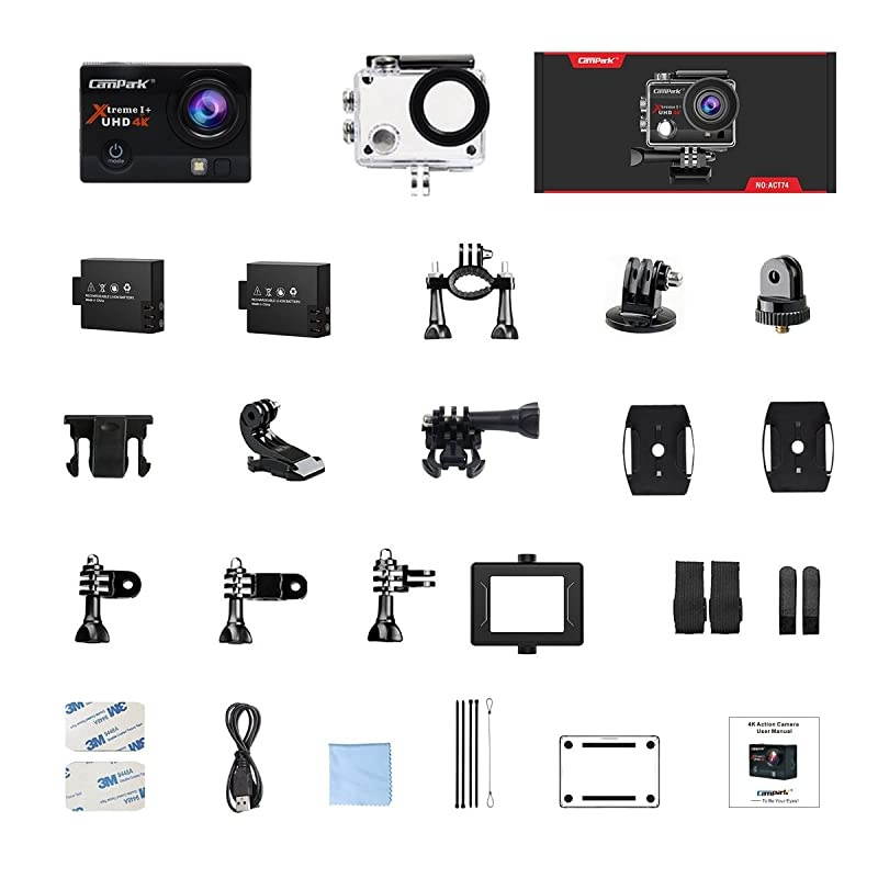 2021 Upgrade? 4K 20MP Action Camera EIS External Microphone Remote Control WiFi Waterproof Camera Webcam with 170&deg; Wide Angle and 2 Batteries