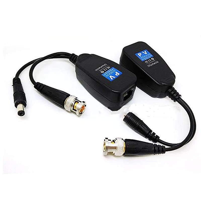 Passive Video Balun with Power Connector and RJ45 CAT5 Data Transmitter 1 Pair Transmitter and Transceiver BNC Twisted Pair