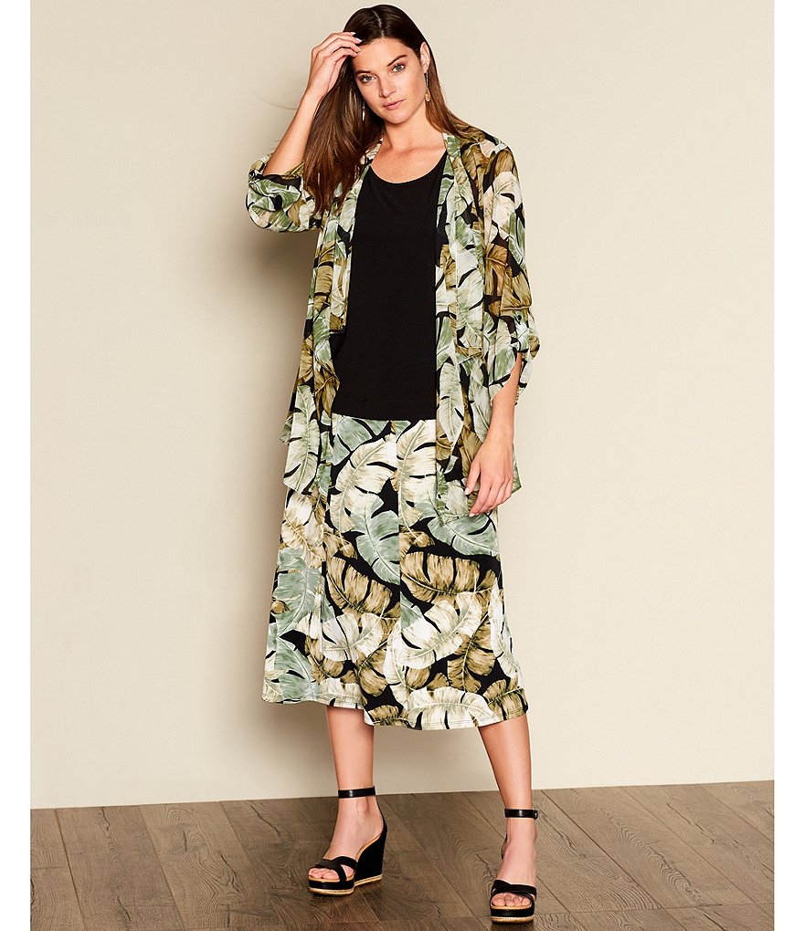 Investments Petite Size Soft Separates Pull-On Tropical Skirt
