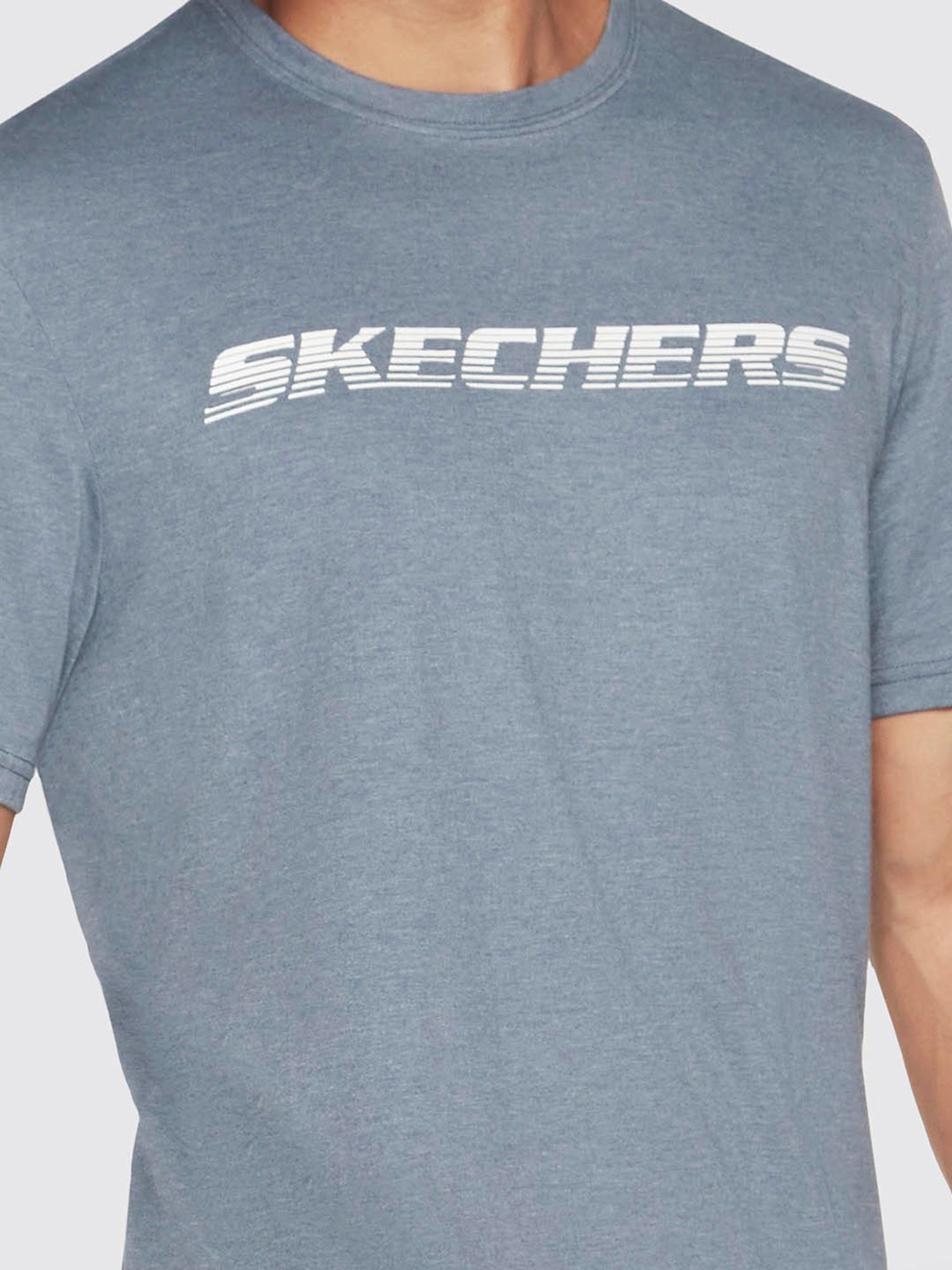 Skechers Blue Relaxed Fit Printed Crew T-Shirt