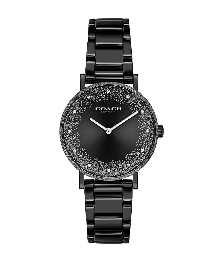 COACH Perry Black IP Shimmer Texture Bezel Bracelet Watch