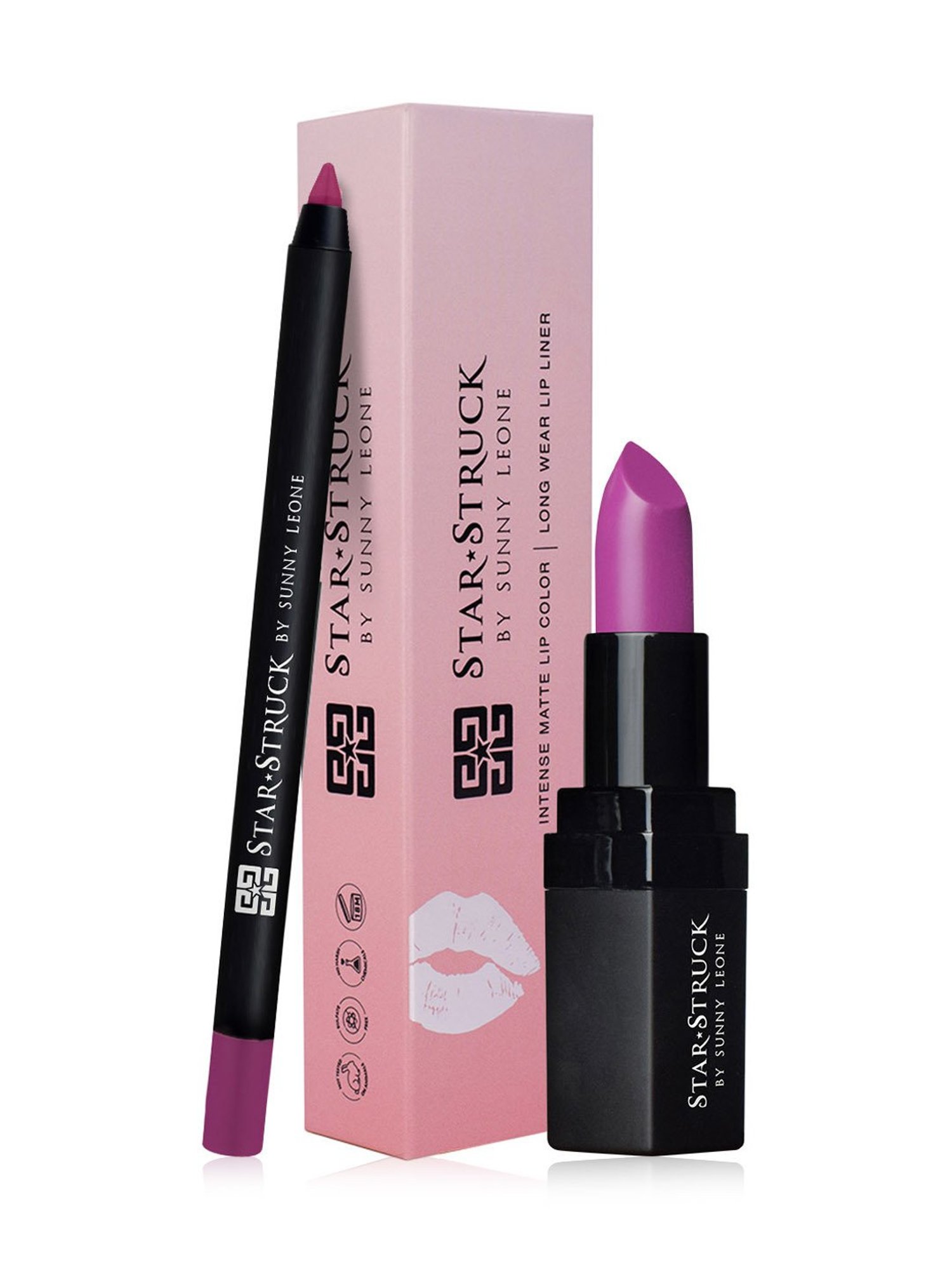 StarStruck By Sunny Leone Intense Matte Lip Color & Lip Liner Purple Taffy