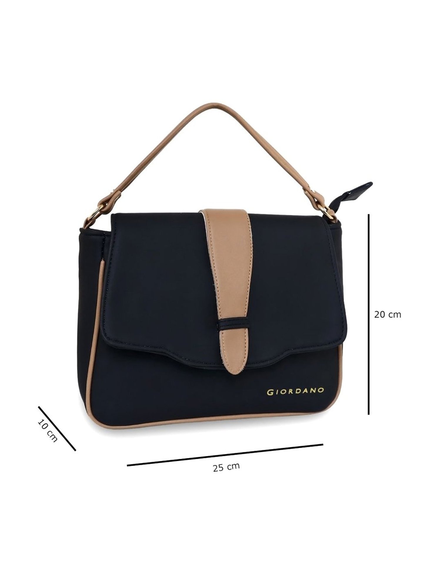 Giordano Black Solid Large Sling Handbag