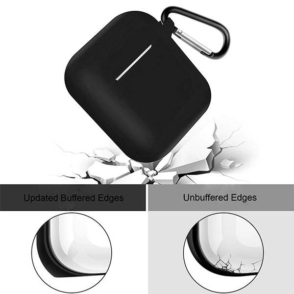 Silicone Protective Case and Anti-Lost Strap for Apple AirPods - Black