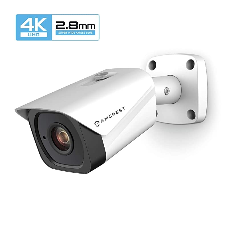 UltraHD 4K 8MP Outdoor Bullet POE IP Camera 3840x2160 131ft NightVision 28mm Lens IP67 Weatherproof MicroSD Recording White IP8M2496EW28MM