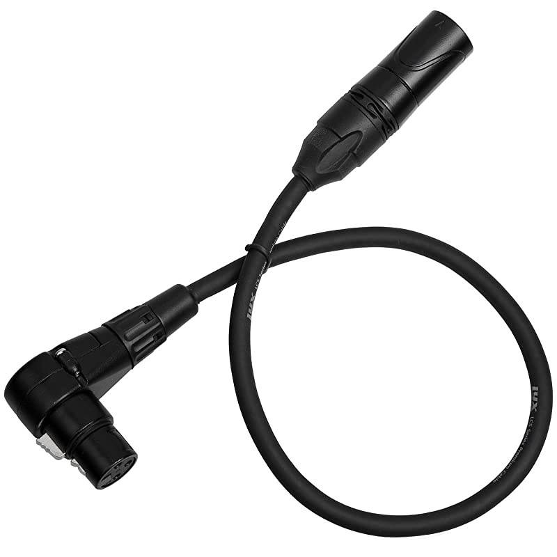 15 Feet Right Angle XLR Male to Female 3 Pin Mic Cord for Powered Speakers Audio Interface Professional Pro Audio Performance Camcorders DSLR Video Cameras and Recording Devices Black