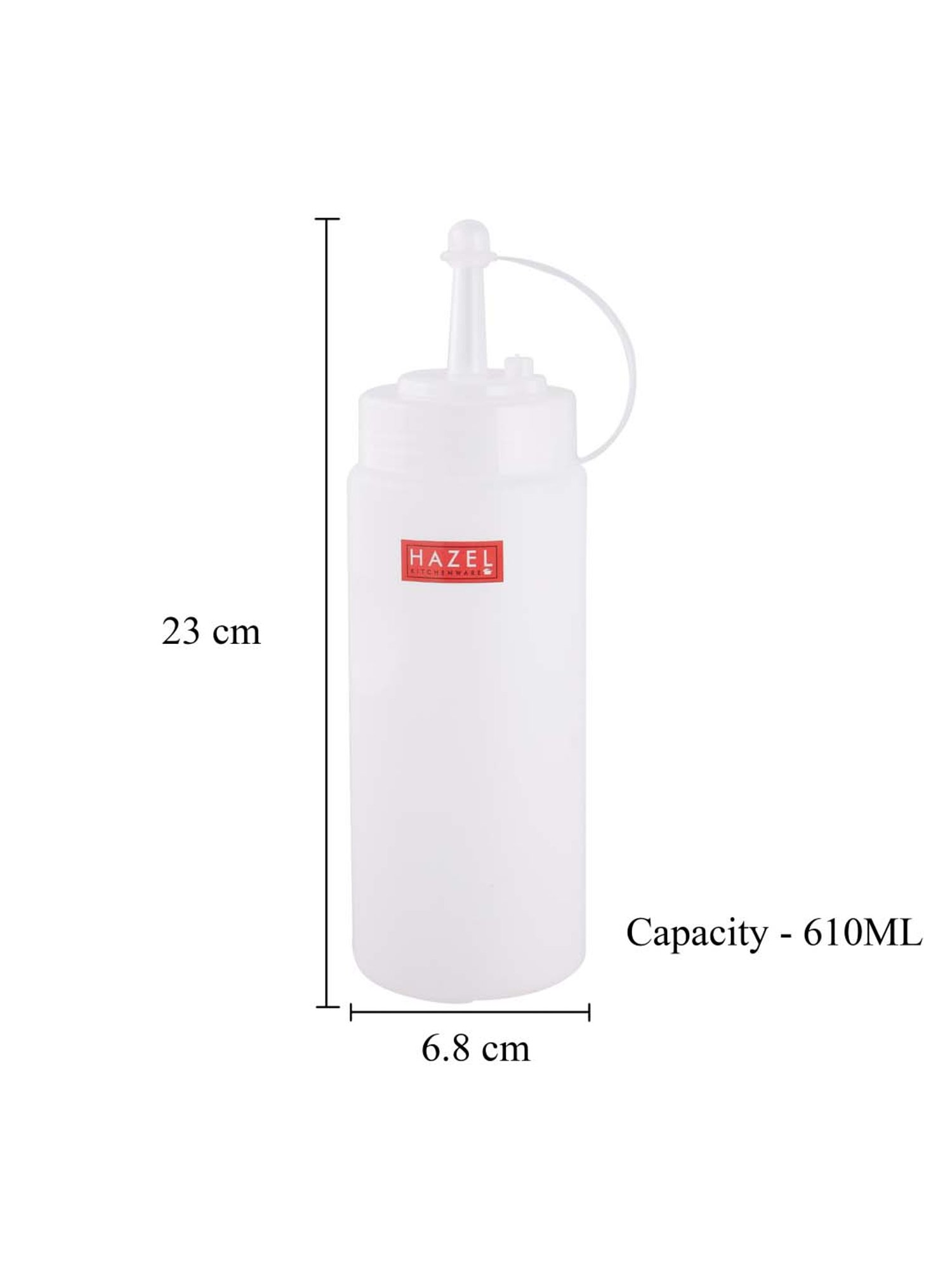 HAZEL Transparent Polypropylene Squeeze Bottle (0.61 L) - Set of 1