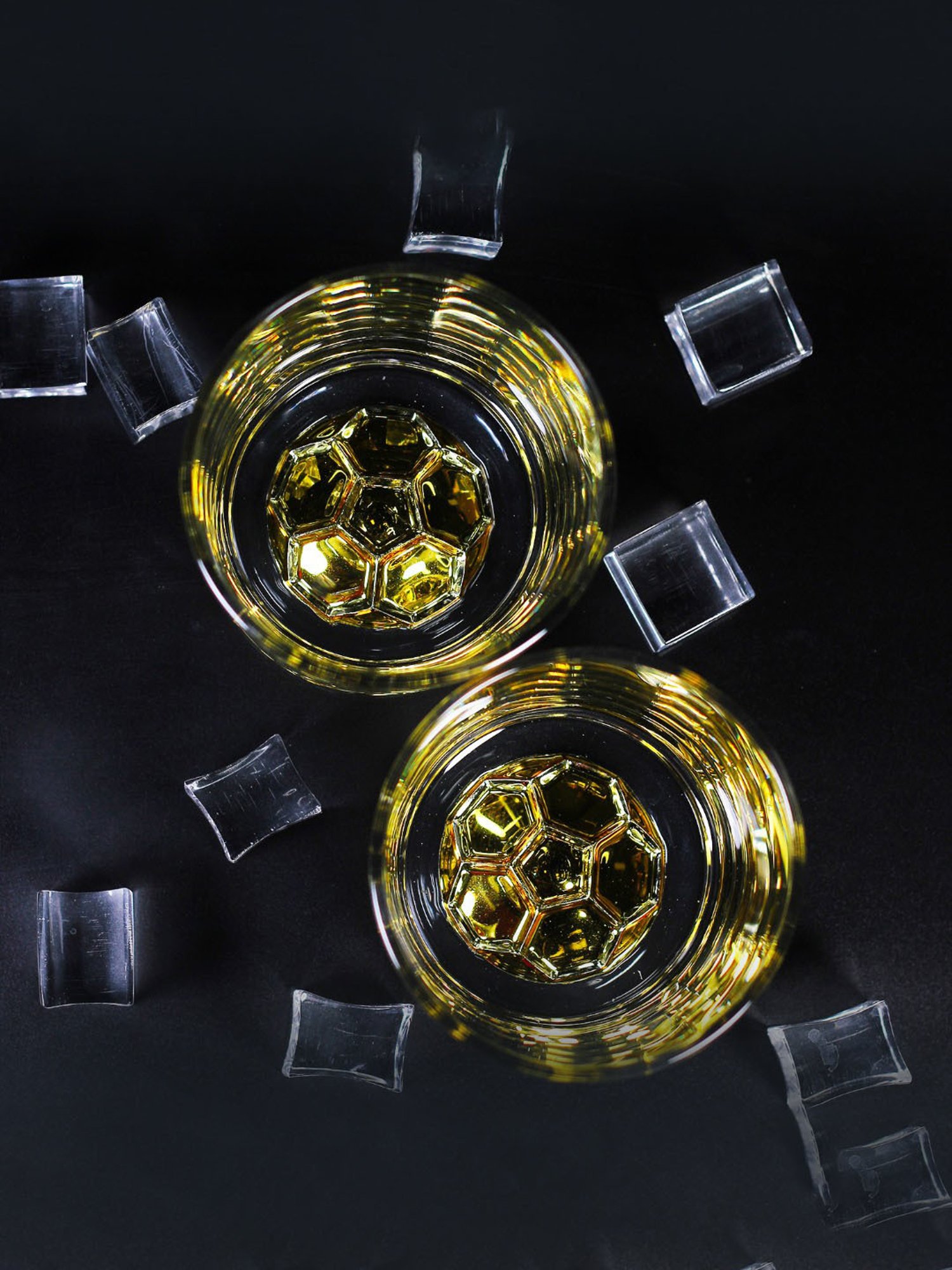 Melbify Gold Football Transparent Whiskey Glass 300ml - Set of 2