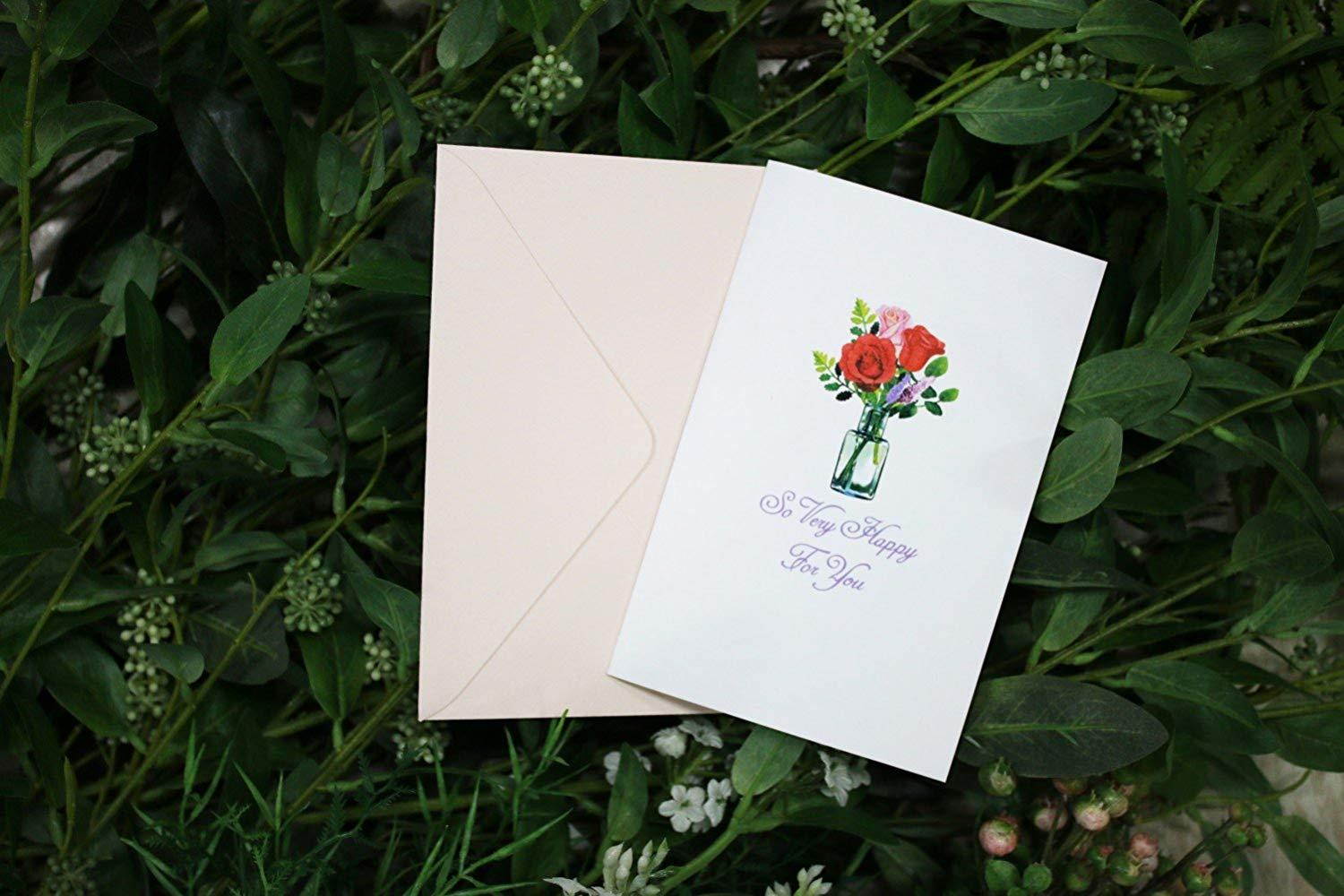 YURICOM Handmade Honeycomb Pop Up Greeting Card (Pack of 1, Happy Roses)