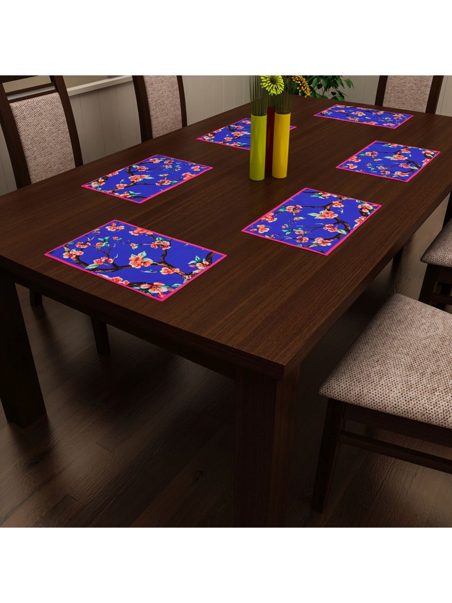 SEJ by Nisha Gupta Blue Placemats - Set of 6