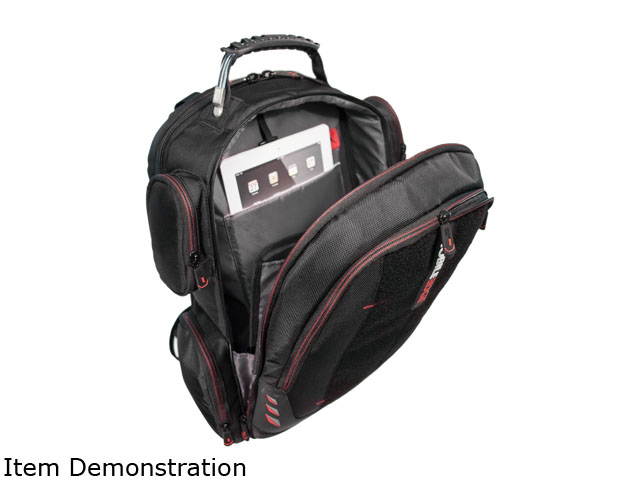 Mobile Edge - Core Gaming Checkpoint Friendly 18.4" Backpack w/Velcro Front Panel - Black with Red Trim