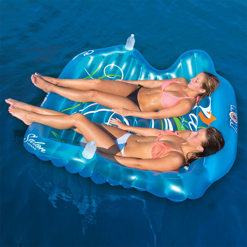 WOW Watersports 14-2060 Double Salon Pool River Beach Float Reclining Lounge for 2 Person, Blue