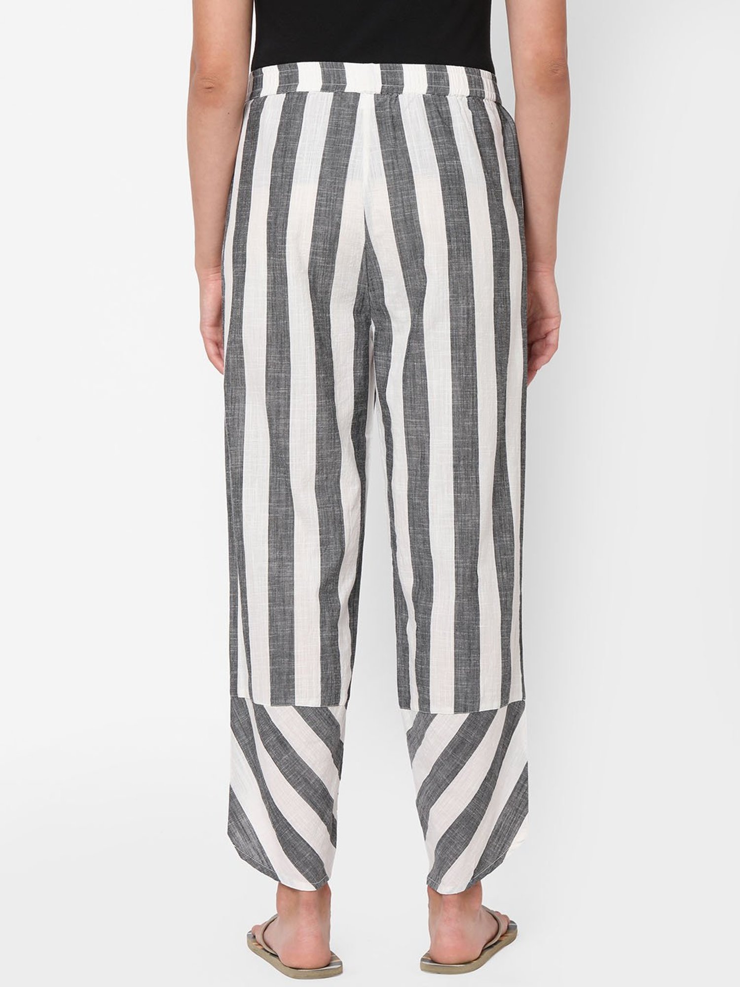 Mystere Paris Grey & White Striped Lounge Pants