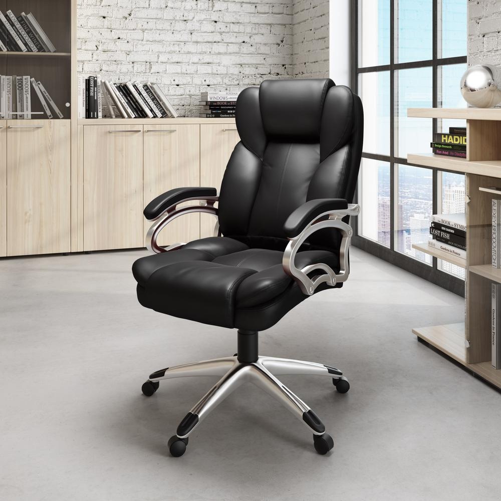 CorLiving LOF-408-O Executive Office Chair in Black Leatherette
