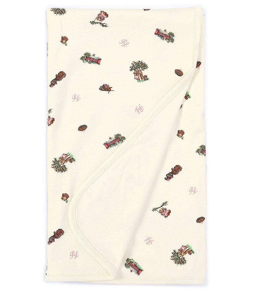 Ralph Lauren Baby Girls Polo Bear Interlock Blanket