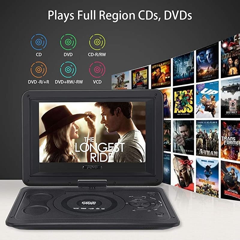 13.9'' Portable DVD Player for Kid, with Swivel Screen, Remote Control, Car Charger, Game Controller, Personal DVD Players with 5 Hour Rechargeable Battery