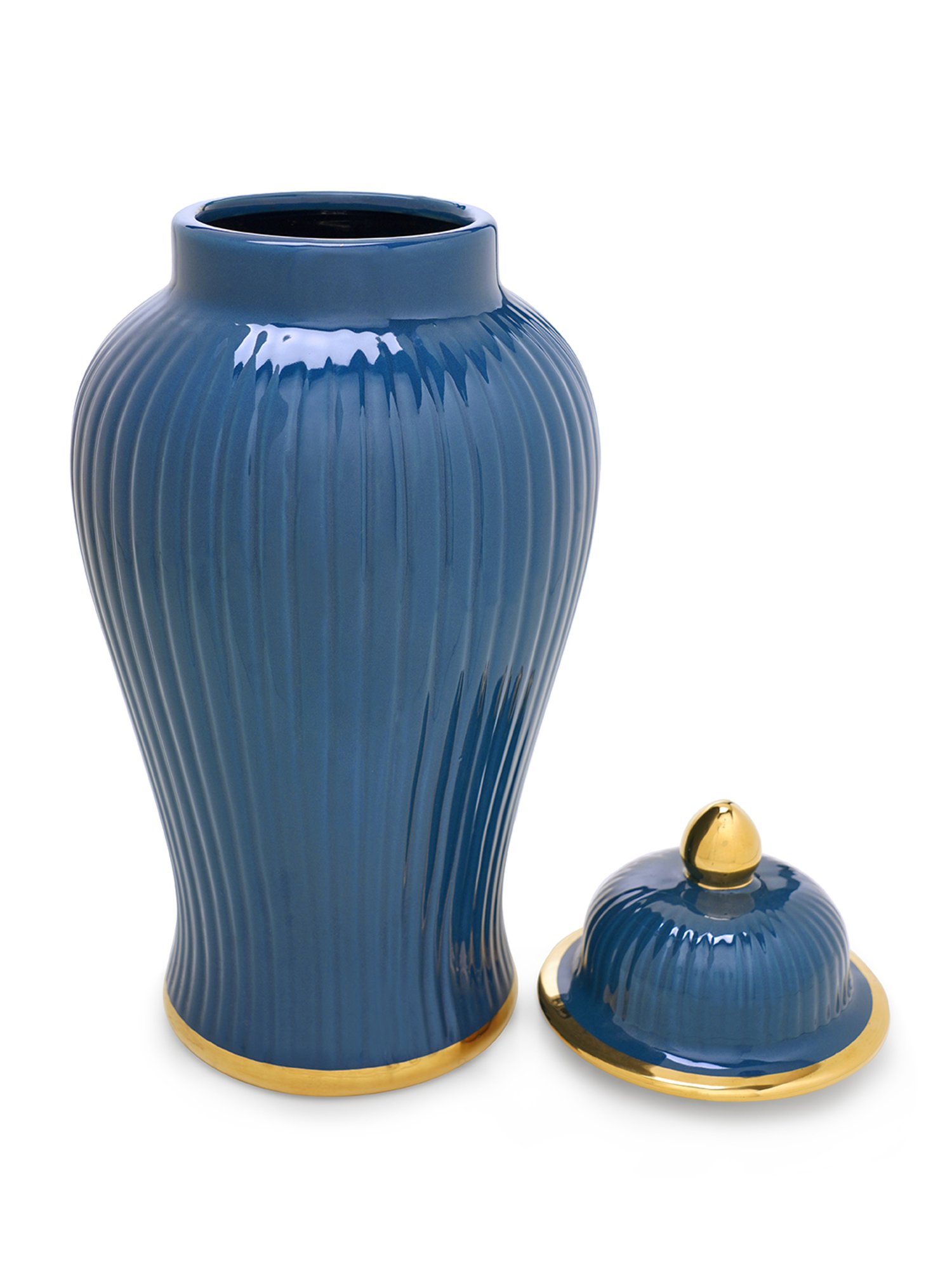 Pure Home and Living Blue Ceramic Textured Jars