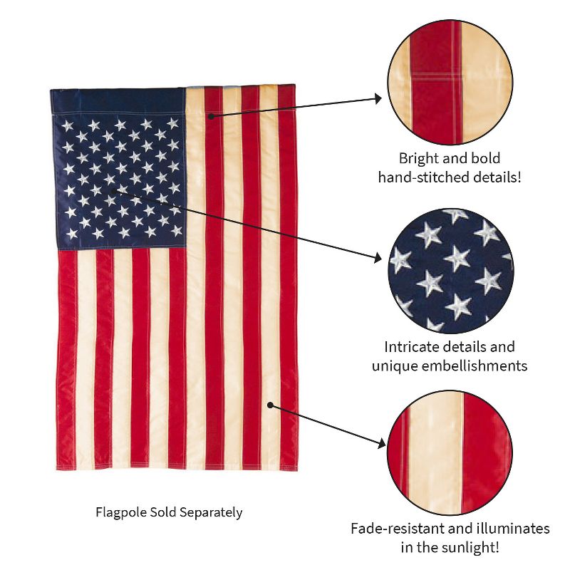 Evergreen Flag Patriotic  American Flag  Tea Stained