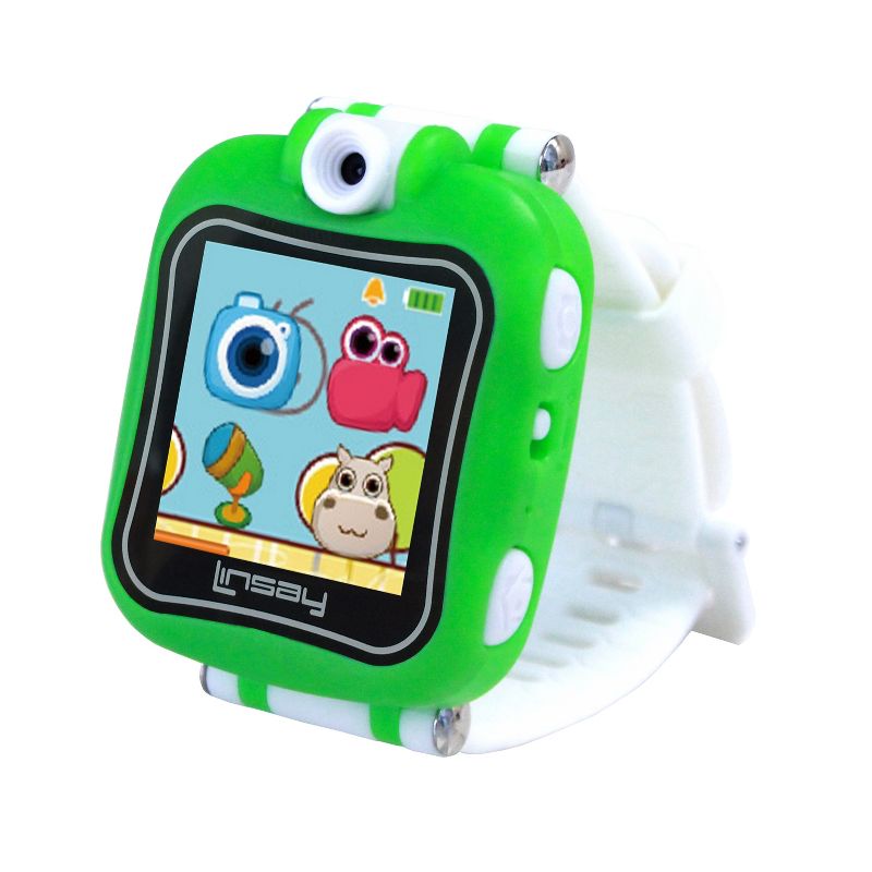 LINSAY 1.5" Kids Smartwatch 90 Degree Selfie Camera HD for Videos/Photos Learning Apps Green