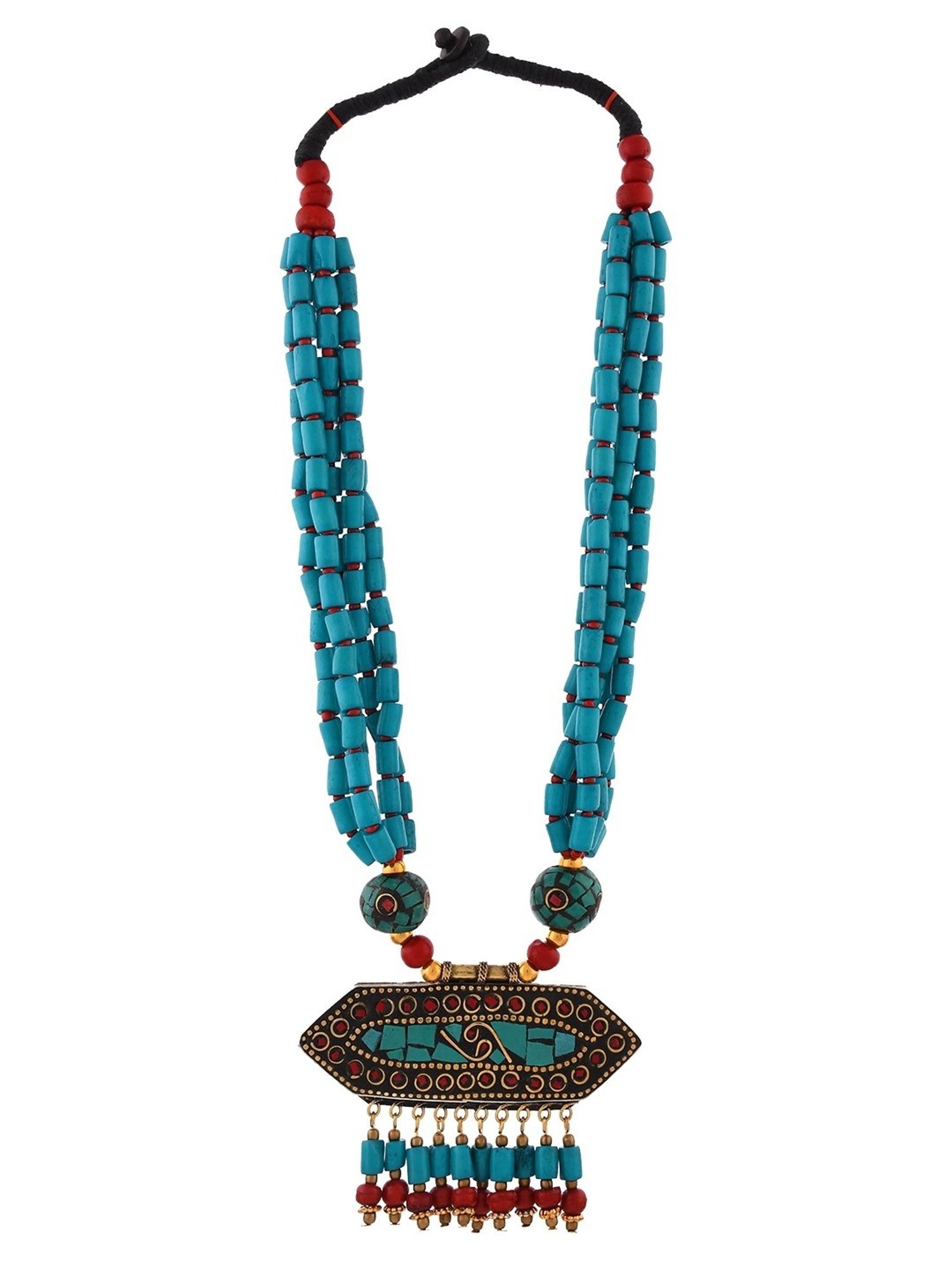 Imli Street Blue Long Beaded Handcrafted Necklace